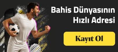 Bahibi platformu kayıt ol reklam görseli, futbol topu tutan sporcu ve sarı kayıt ol butonu